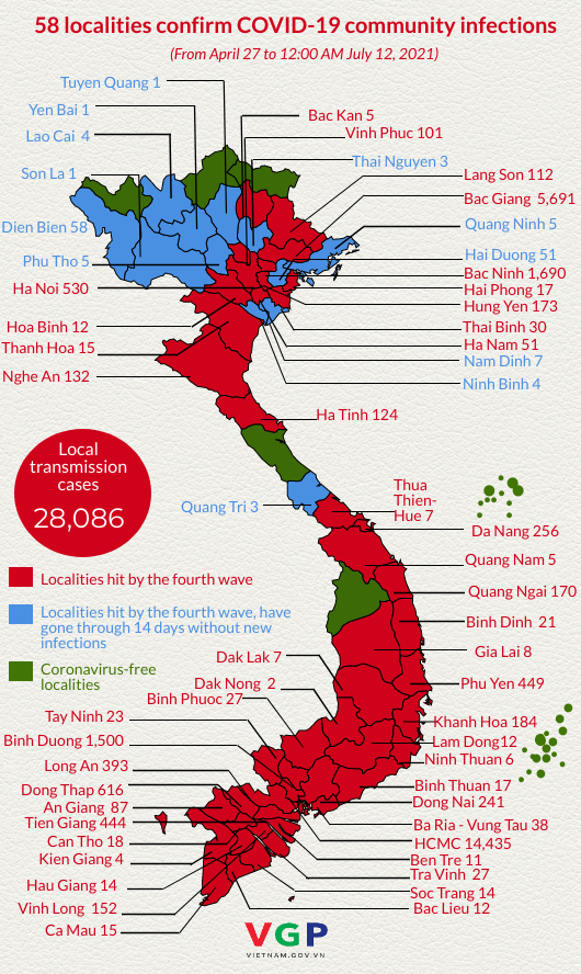 Infographic: Fourth wave of COVID-19 resurgence spreads to 58 localities